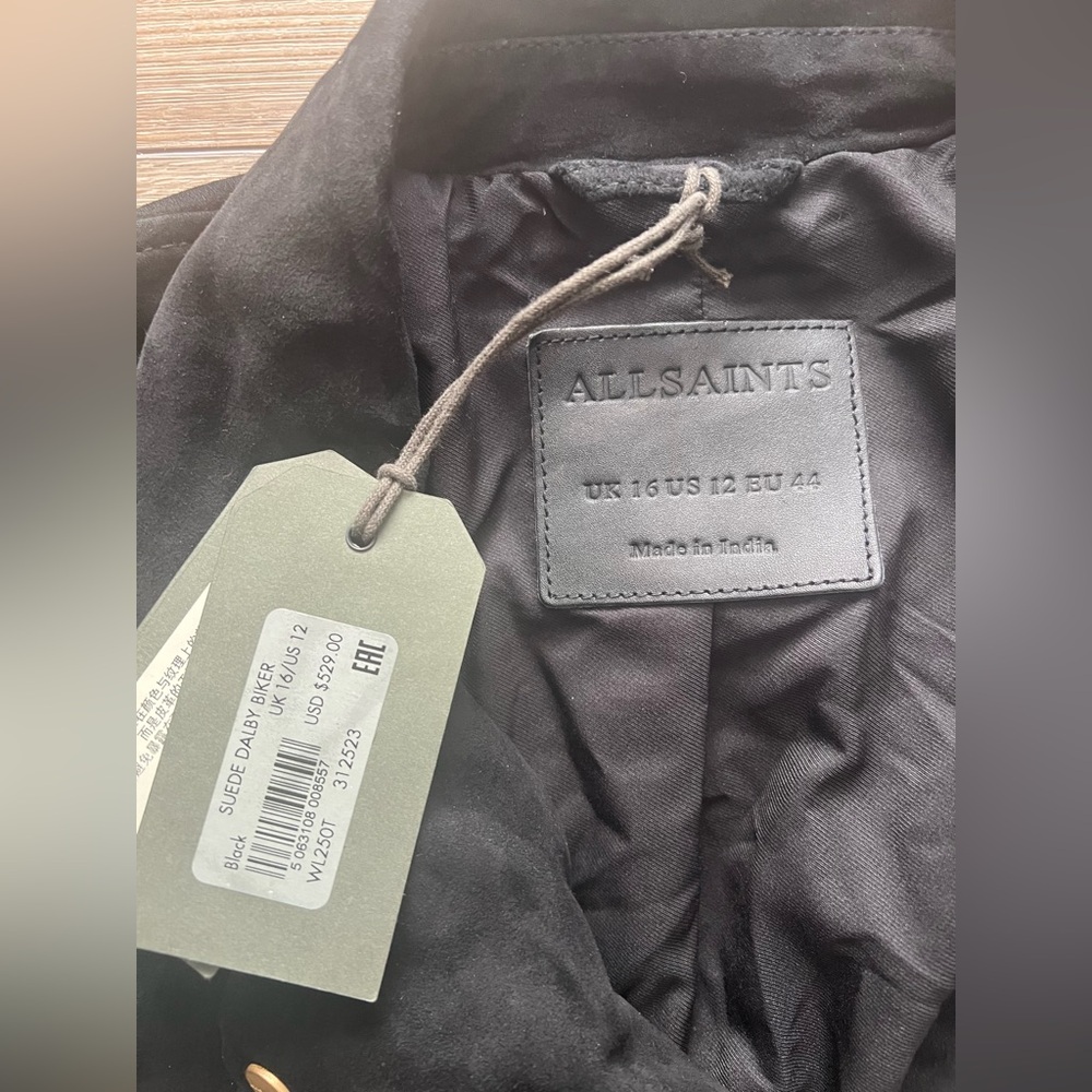 All Saints Suede Darby Biker Jacket - Picture 4 of 5